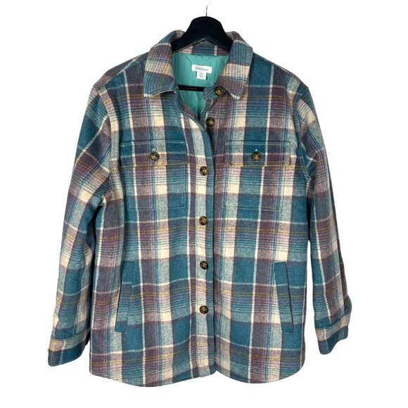 sundancce Jackets & Blazers - Sundance Purple Green Plaid Flannel Quilt Lined Wool Blend Shacket XS